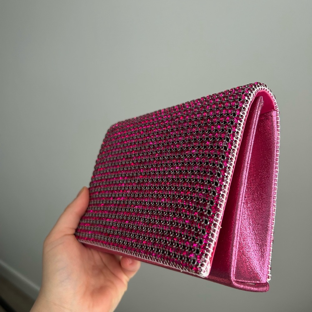 Jessica McClintock Pink Textured Clutch